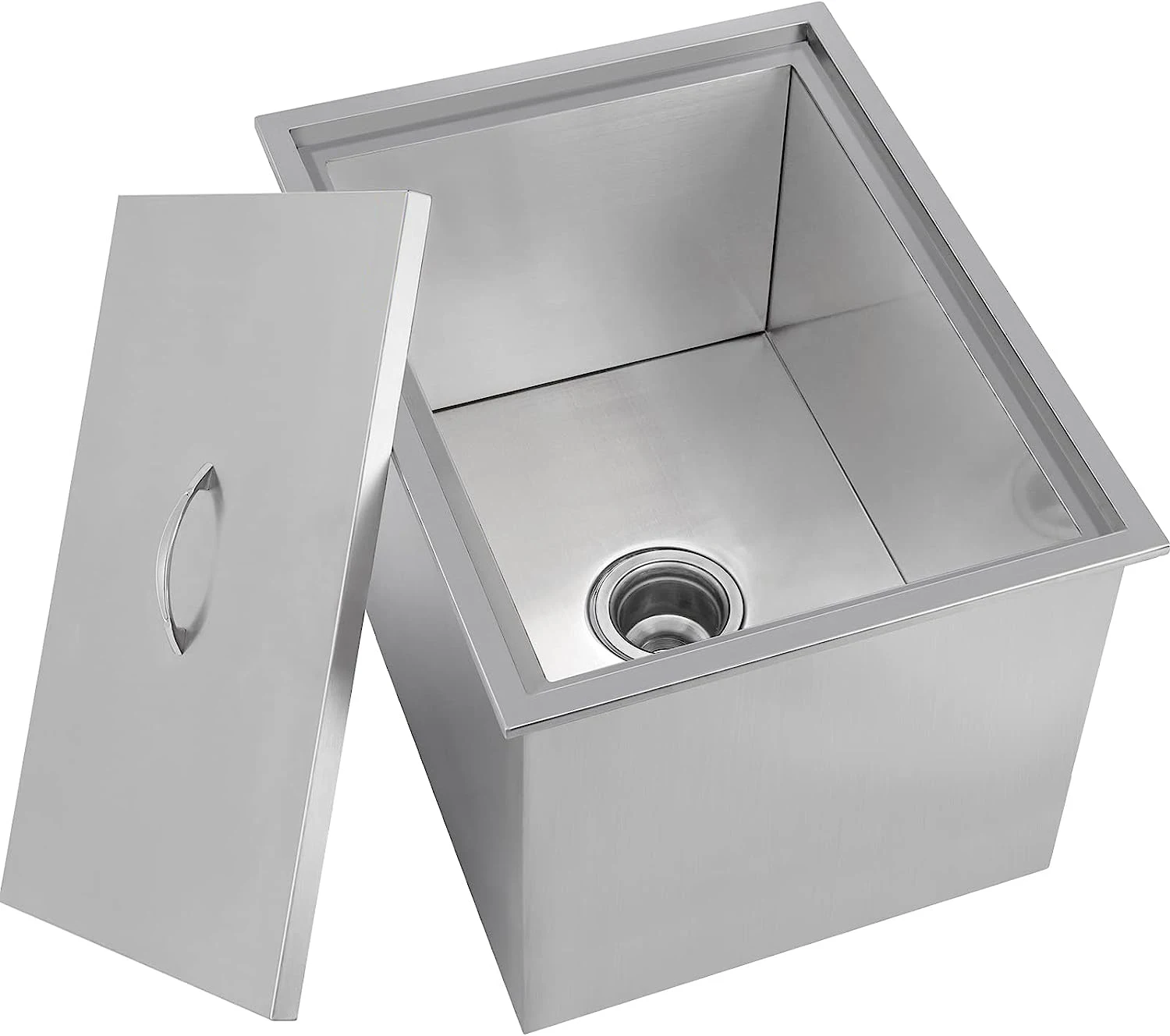Stainless Steel Ice Cooler Drop In Ice Bin Outdoor Kitchen For Cold Wine Beverage Drop In Chest With Cover