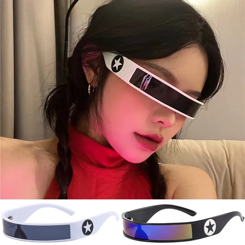 

One Piece Sunglasses Vintage Warrior Rimless Sun Glasses Punk Eyewear Steampunk Sports Fututistic Glasses UV400 Protection