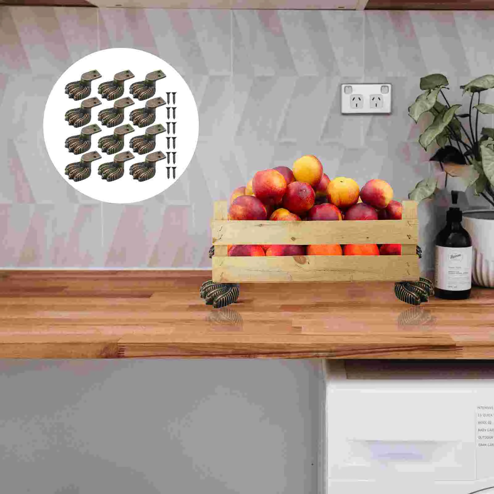 

12 Pcs Bobby Pins Decorative Wooden Box Foot Protector Home Supplies Furniture Base Zine-alloy Heightening