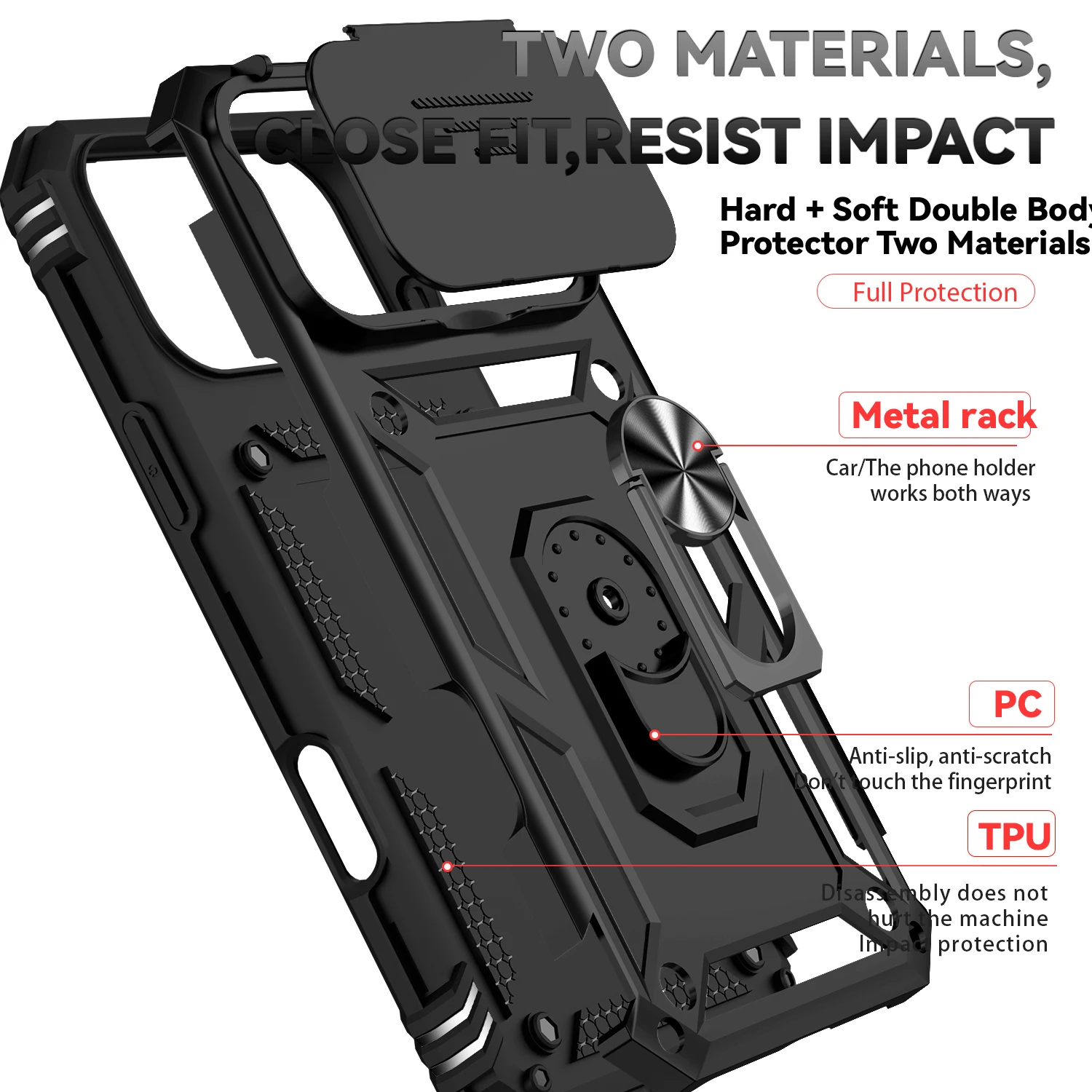 Ultimate Pro Max Kickstand Bumper Phone Shell - Heavy Duty Armor Hard Case with Air Cover Protection