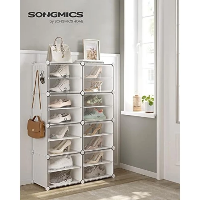 SONGMICS Zapatero para niños con puertas organizador de almacenamiento  apilable de 6 ranuras armario de plástico juguetes libros ropa 169 x 122 x  – Yaxa Store