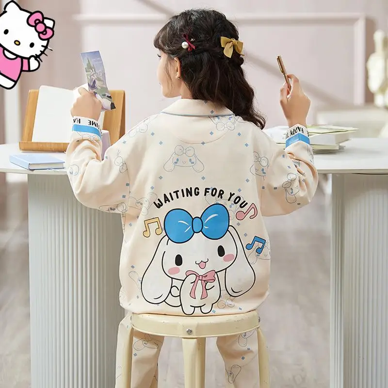 

Детская ночная рубашка Kawaii аниме мультфильм Kuromi Cinnamoroll My Melody родитель-ребенок пижама с длинными рукавами подарки