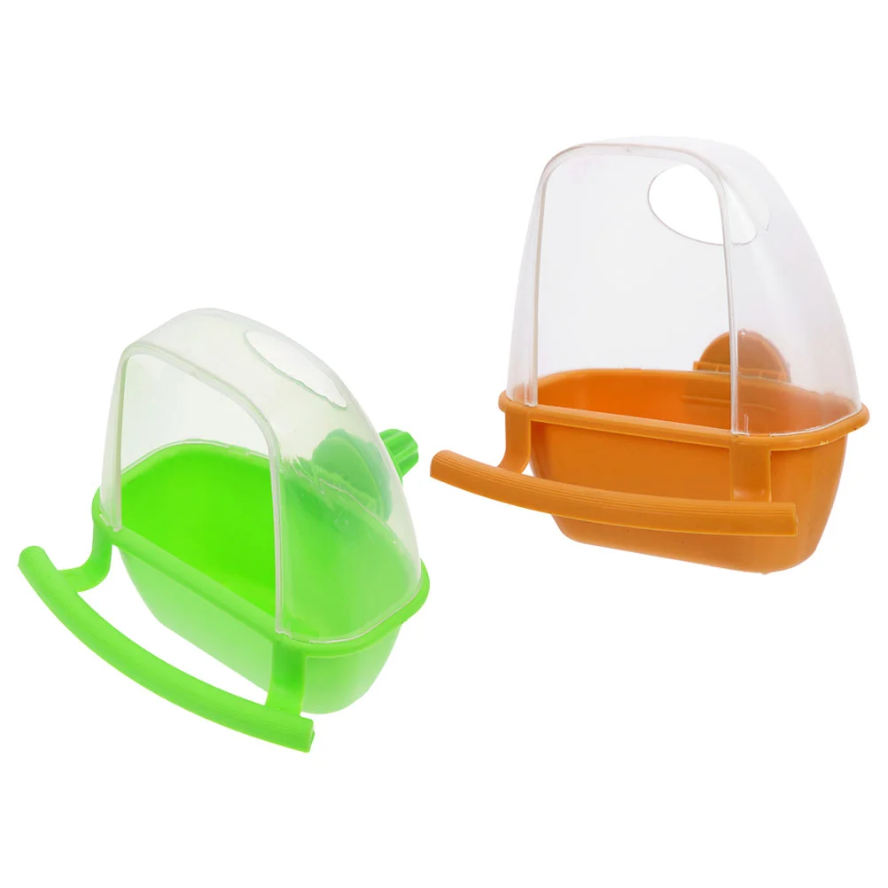 

2 Pcs Cockatiel Feeder Bird for Cage Food Box Plastic Parrot Bowl Feeders Outdoors