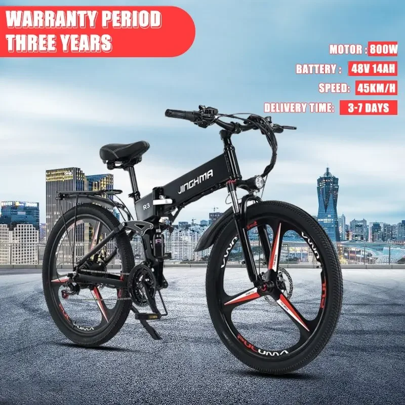 

E Bike 26-inch Variable Speed Power Mountain Bike Electric Bicycle 800W Motor 48V14AH Dual Lithium Battery Folding Electric Bike