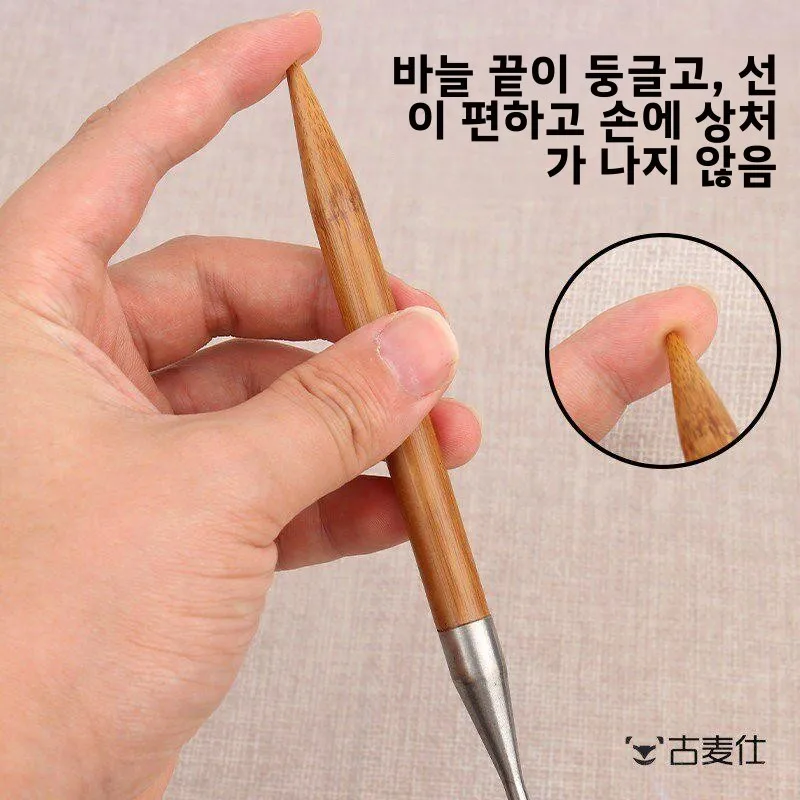 손뜨개질용 대나무 스틸 원형 바늘 세트 (스티치 마커 및 바느질 바늘 포함) 두꺼운 막대사 바늘 바느질 DIY 도구