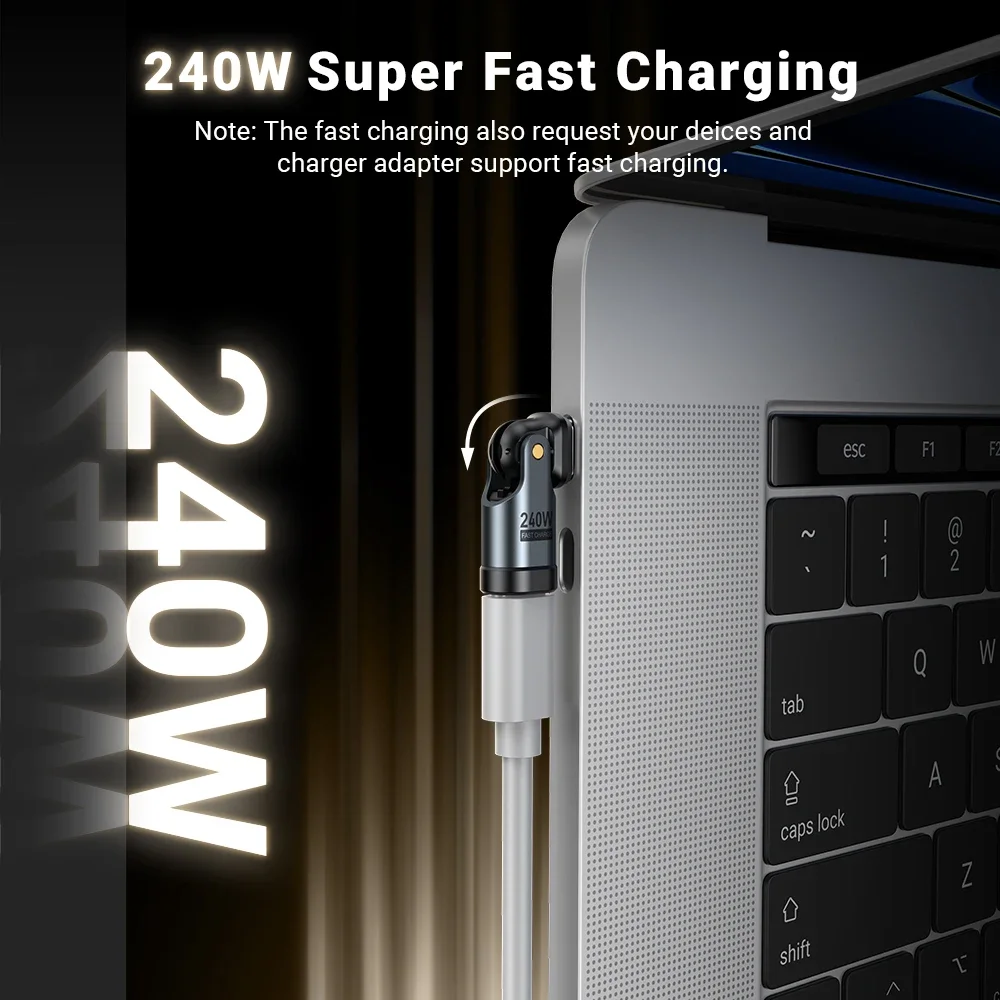 AUFU 5A USB-C to Type-C OTG Adapter 240W 180&deg; Fast Charging Cable Adapter Type C Male To Female Converter For Macbook PC Samsung