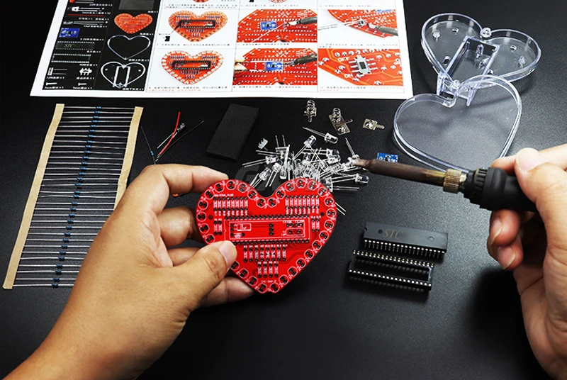 Bunte LED Liebe DIY Kit MCU herzförmige fließende Wasser lampe RGB elektronische Schweiß praxis Projekt für Studenten geeignet – Detail 1