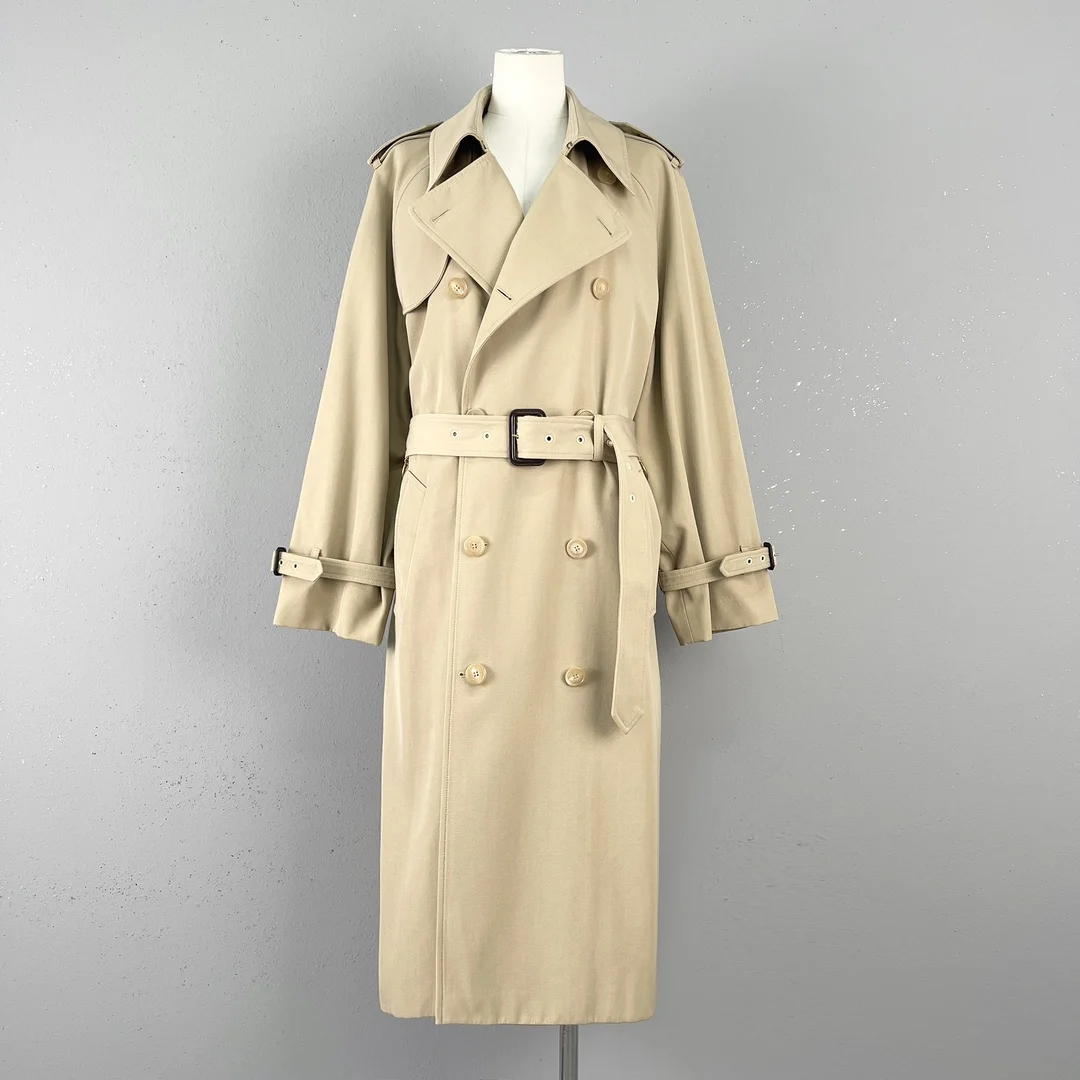 

Autumn and winter new trench coat coat, containing wool high density fabric, lining jacquard lining, lambskin buckle.