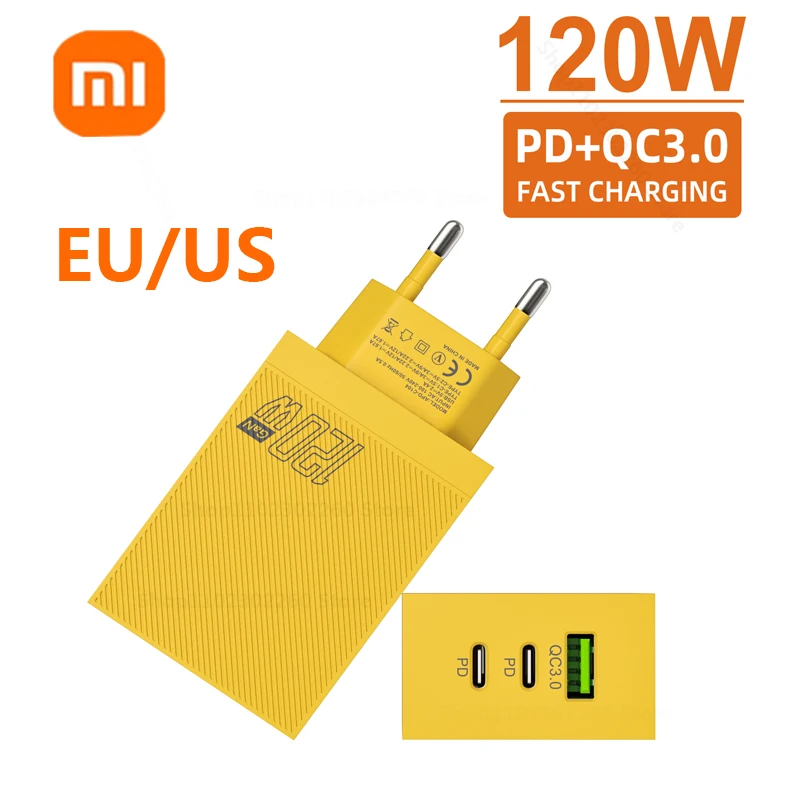 Xiaomi Original Charger Fast Charge 120W EU/US Adapter ACC Multi Port Charging Head Mobile Phone and Computer Charger Universal