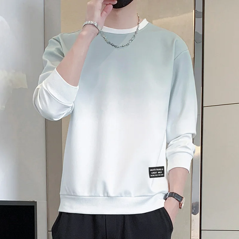 2024 Spring and Autumn New Men's Combination Fashion Long Sleeved Pullover Round Neck Loose T-shirt Casual Versatile Hoodie