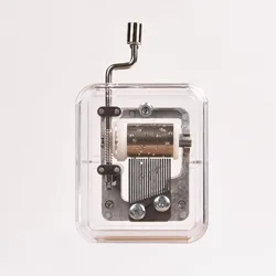 Prata mão caixa de música dobrada, transparente, mini caixa de música quadrada, brinquedo caixa de música dobrada à mão