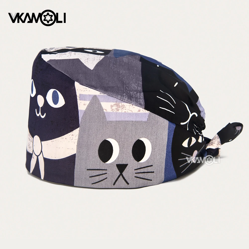 cartoon printing veterinary Scrub hat Beautician cute hat dentist lab 100% cotton man and women doctor nurse Scrub cap