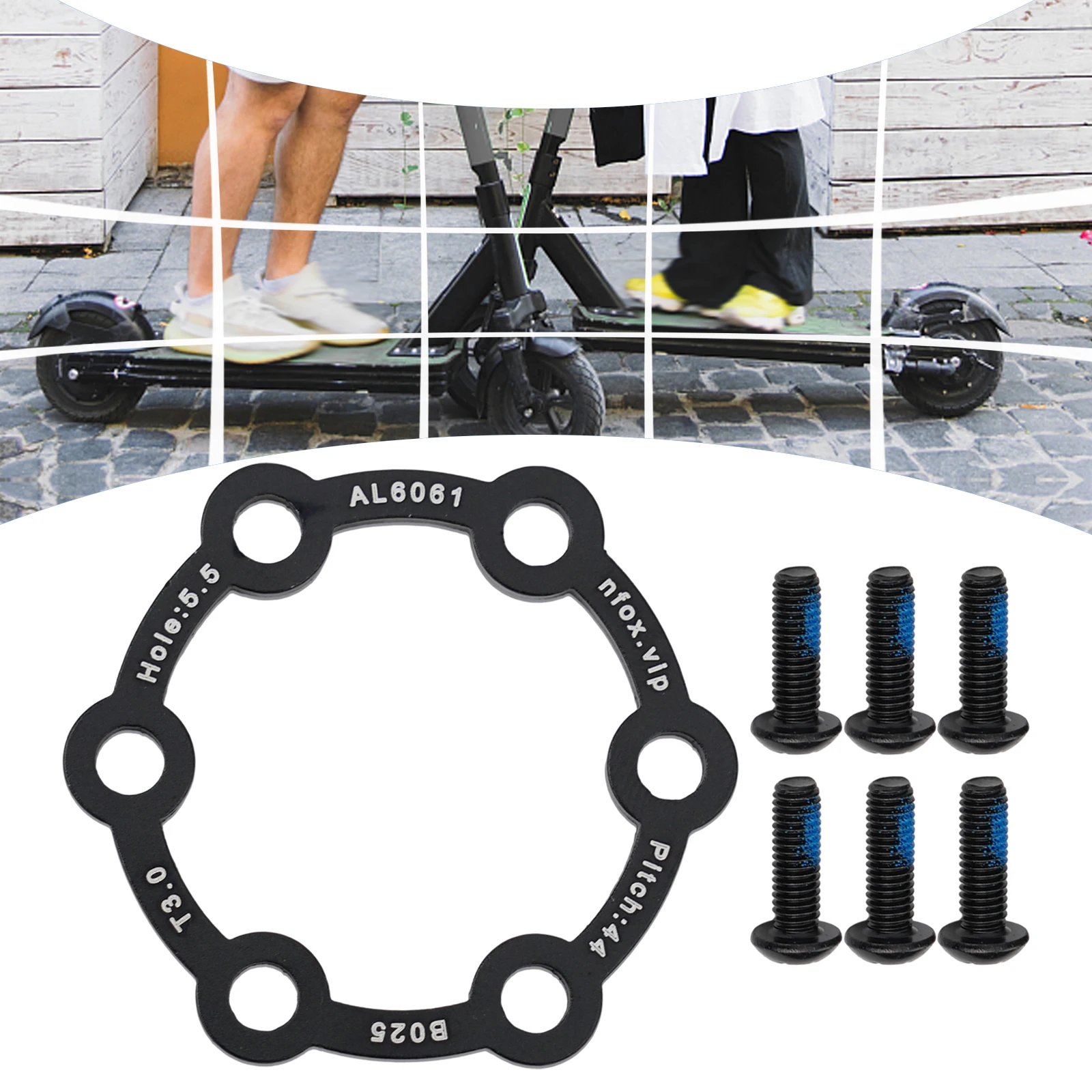 Hochhaltbarer Fahrrad-Bremsscheiben-Abstandshalter aus Aluminiumlegierung mit 6-Loch-Naben-Erhöhungspolster. Optionen mit mehreren Dicken – Detail 10