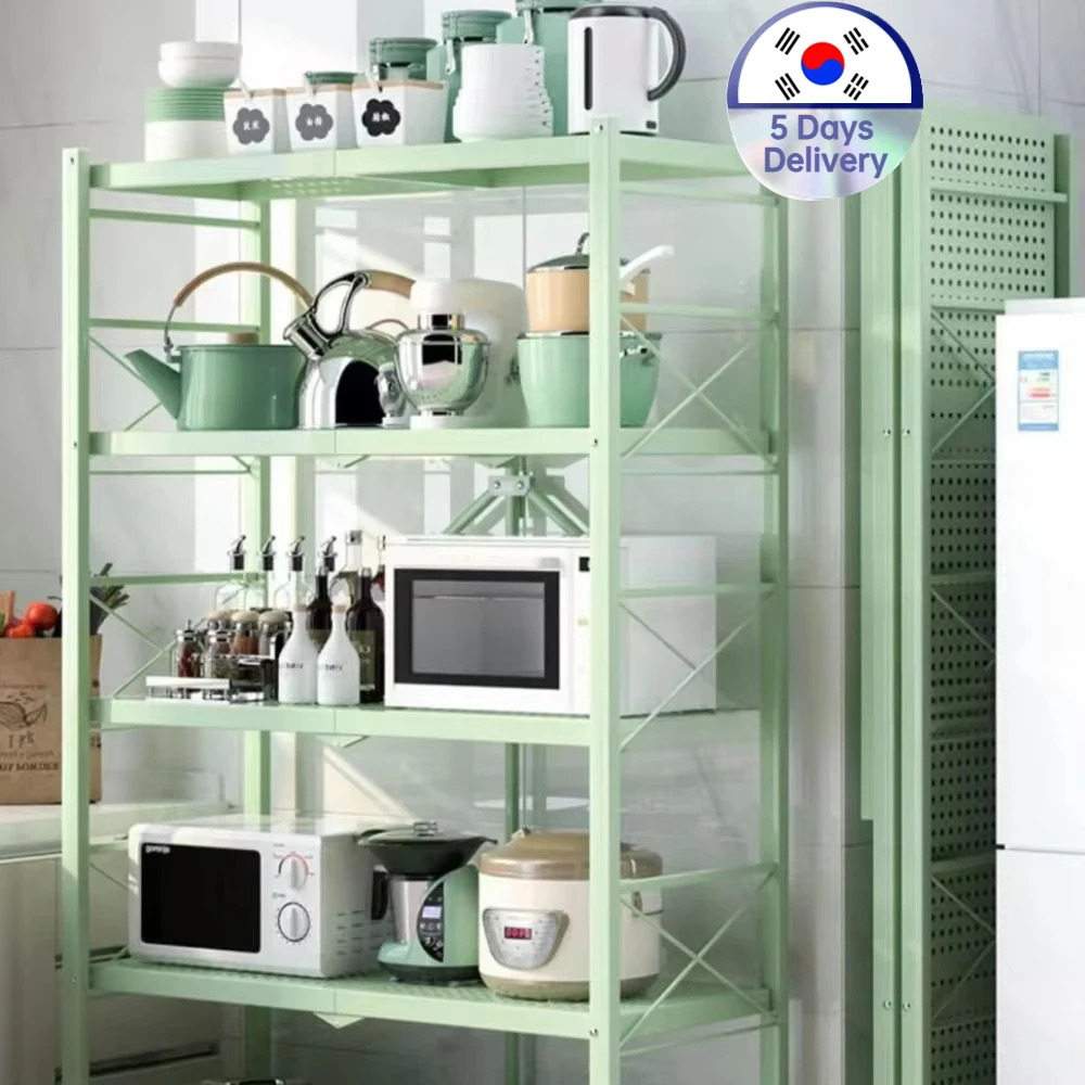Metal Storage Shelves Foldable Installation Free Moveable Strong Load-bearing Capacity Shelves Foldable Large Iron Frame Storage