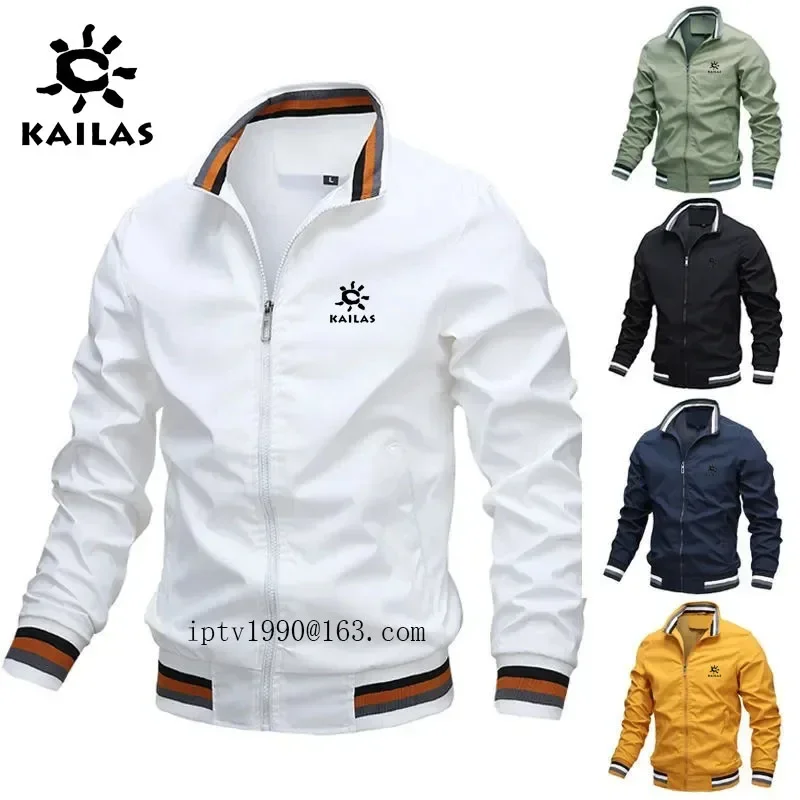 

KAILAS brand printed Spring and autumn men's stand collar casual zipper jacket outdoor sports coat waterproof trench coat
