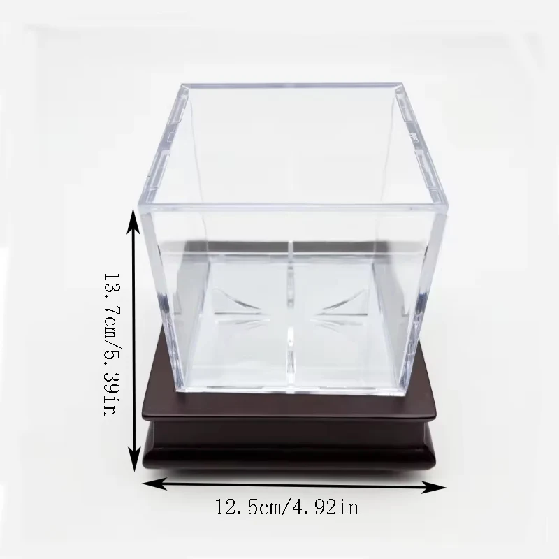 Transparent baseball display collection dust box Wooden base acrylic transparent storage box 1 pc