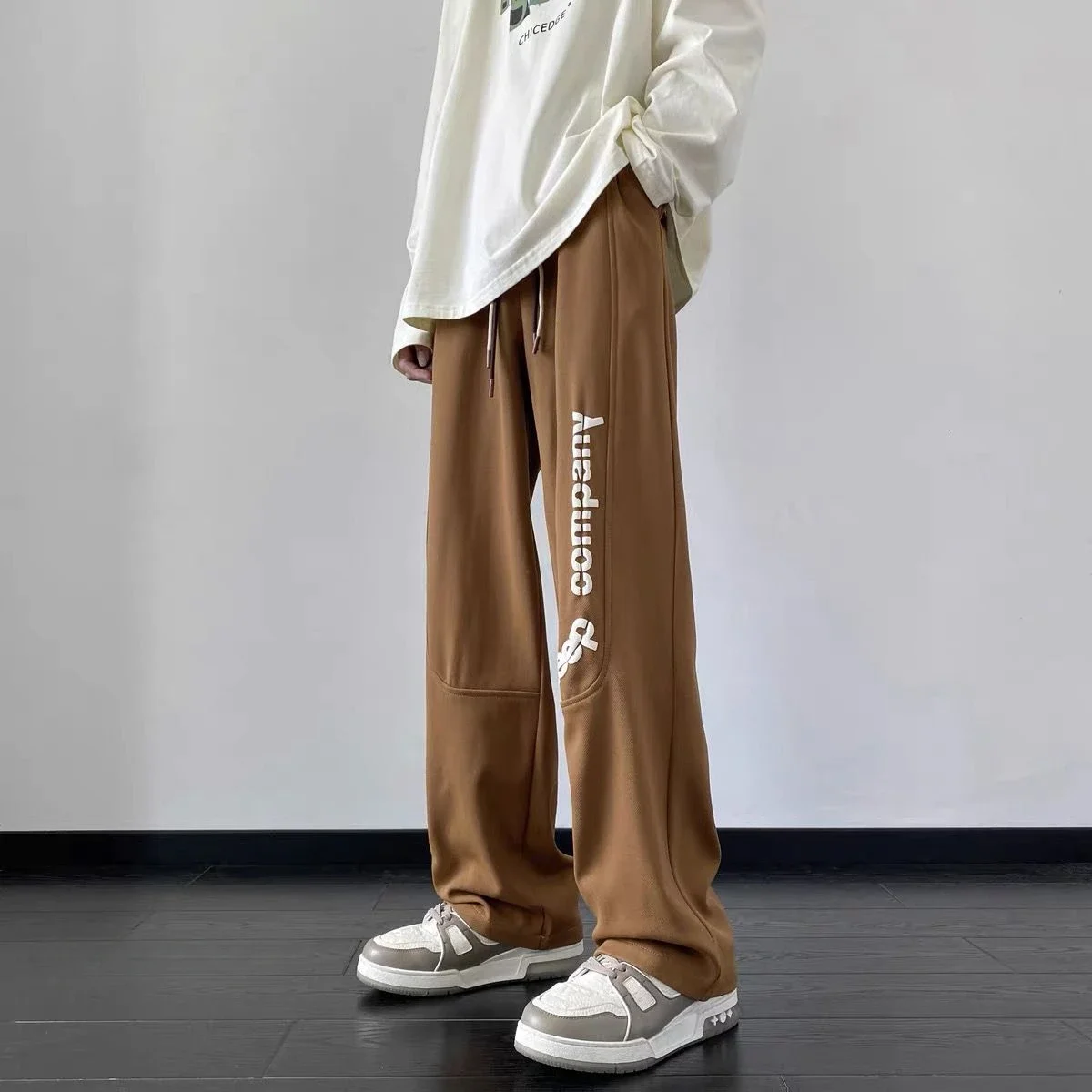 thumbnail image 1 of Pantalones casuales de tendencia para hombre, pantalones rectos nuevos para hombre, ajuste regular, estilo coreano elegante y de moda, ropa de talla grande en oferta, holgados, Y2k, 1 of 4