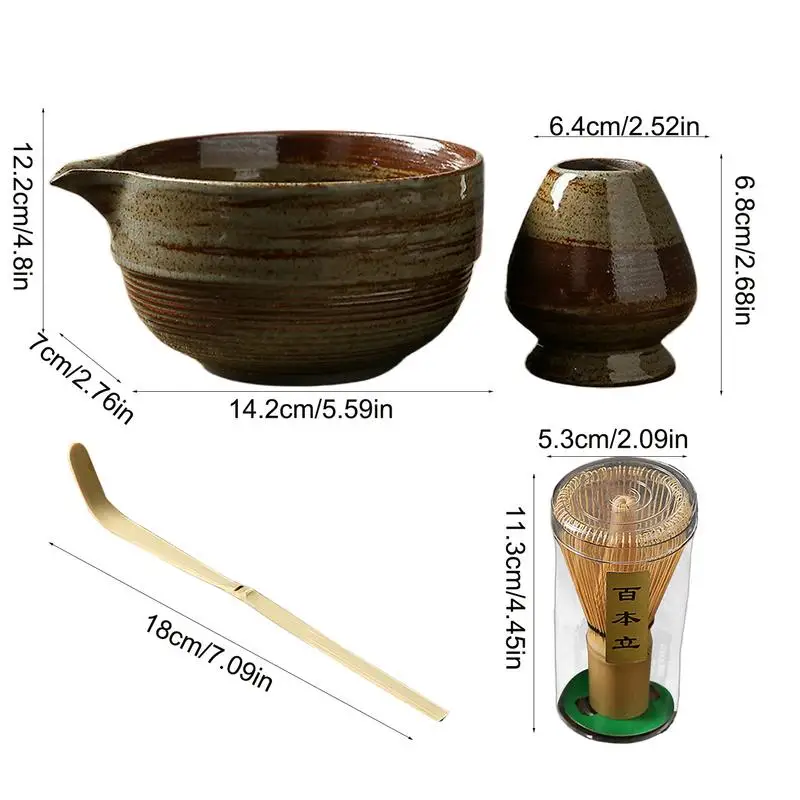Matcha Set Black Ceramic Match Bowl and Whisk Holder Set or Bamboo Matcha Whisk Scoop Japanese Tea