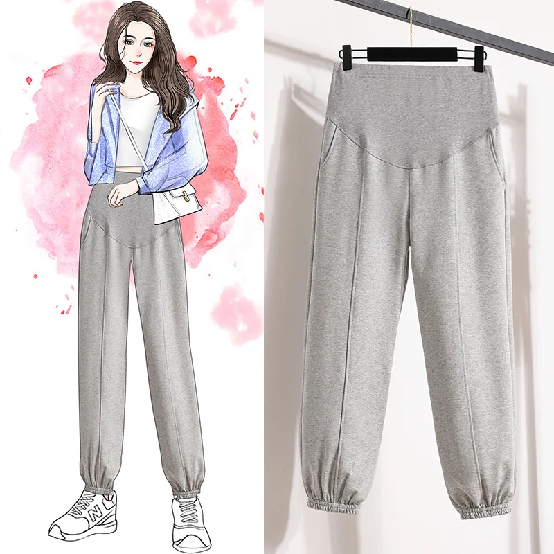 Spring and Autumn Pregnant Women Empired Pants Middle Striped Fashion Long Loose Maternity Belly Trousers Pregnancy Sweatpants 5