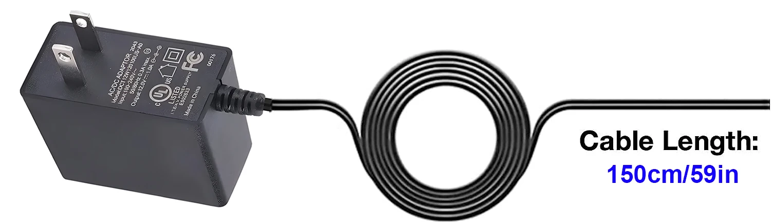 Description Picture 6 of itemEU US Plug Power Supply 12V 1A with 5.5/2.1 DC Male Barrel Female Connector 1.5 Meters Cable for LED Strip G4 MR11 Table Light