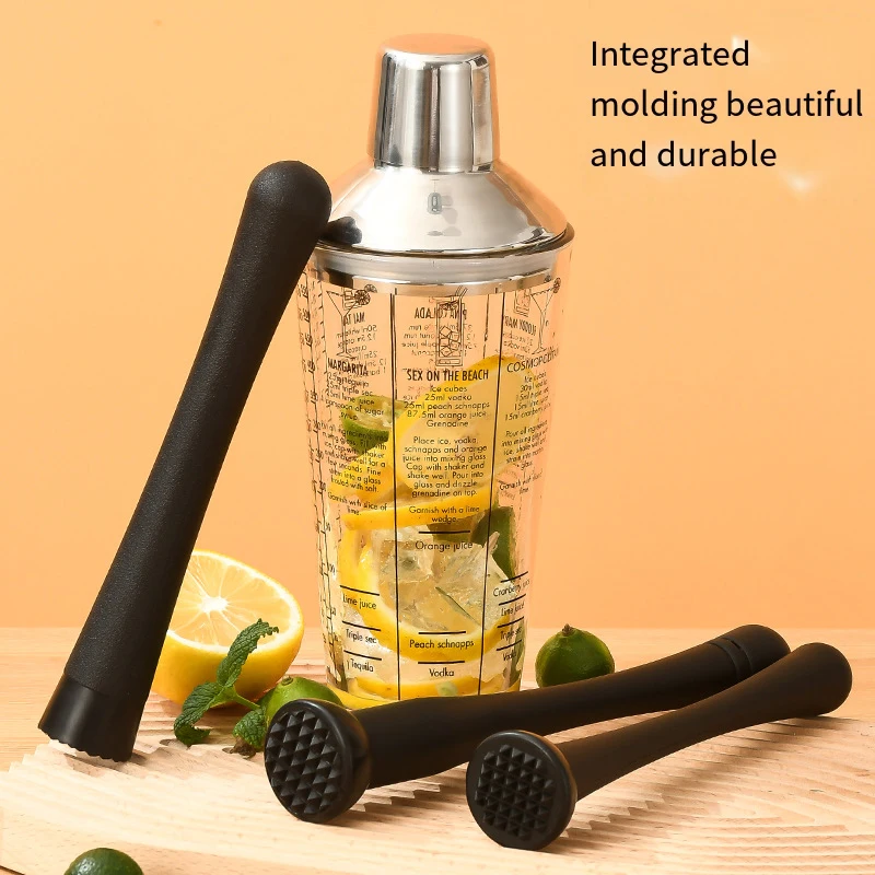 Cocktail Muddler Professional Stainless Steel Ice Pestle With Grooved Spiky Nylon Head For Muddle & Mix Homemade Drinks Mojito bar tools