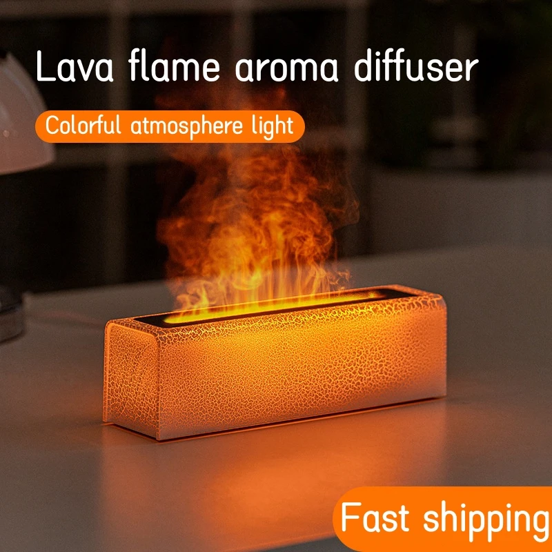 

150ML Lava Flame USB Aromatherapy Air Humidifier with Colorful Lamp for Bedroom Office Ultrsonic Essential Oil Aroma Diffuser