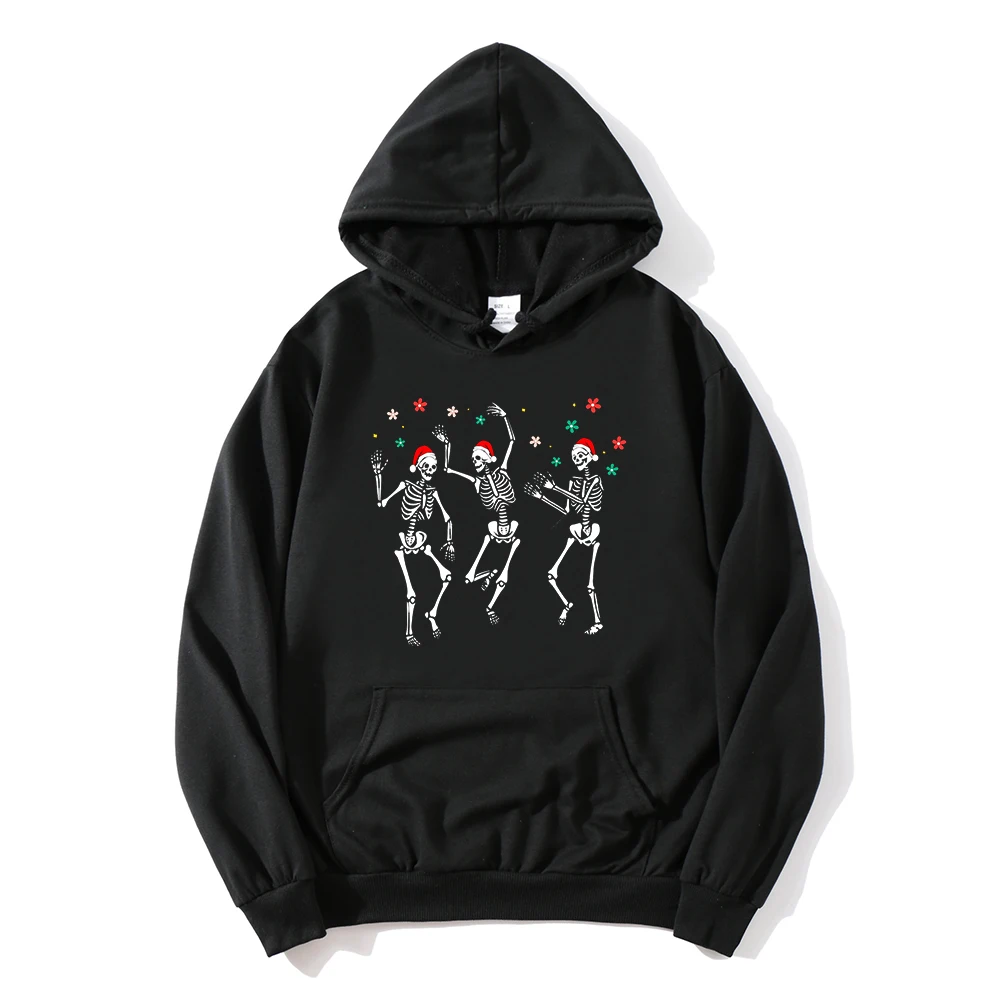 Skeleton Dancing Christmas Sweatshirt Skeleton Christmas Hoodie Spooky Christmas Winter Clothes Santa Xmas Skull Women Clothes