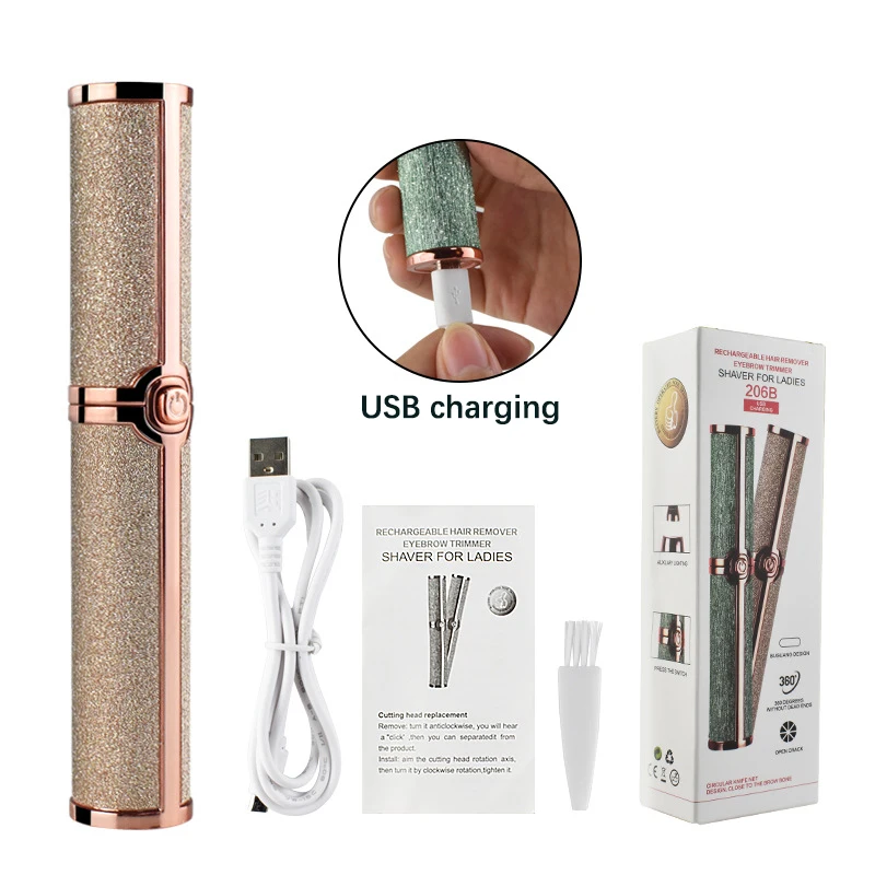 Sobrancelha elétrica trimmer depilação indolor olho sobrancelha depilador barbeador navalha removedor de cabelo facial recarregável com luz