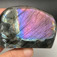 Spécimens minéraux de Labradorite de lumière verte jaune naturelle brillante, pierres pour animaux de compagnie bien polies, perles de pierre de Labrador clair bleu violet 4