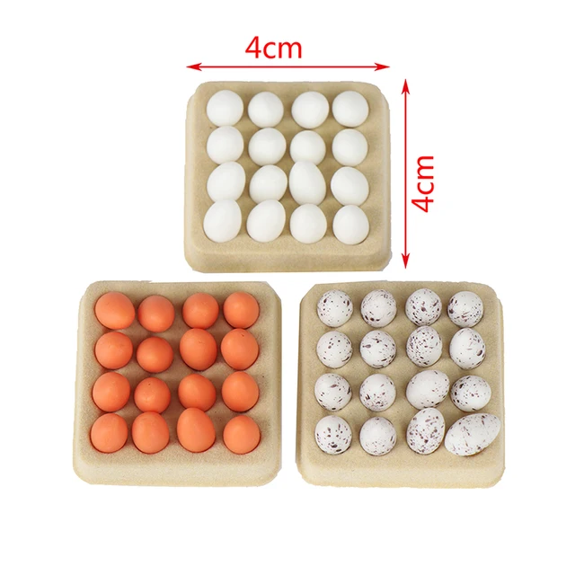 1Set Gift Playing House Miniature Simulation Food Scene Model Mini Egg With Tray Dollhouse Eggs Kitchen Toy Doll Accessories 6