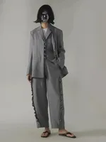 Linen small suit women's one button three piece vest professional suit set straight leg wide leg pants 24 spring/summer new styl 1