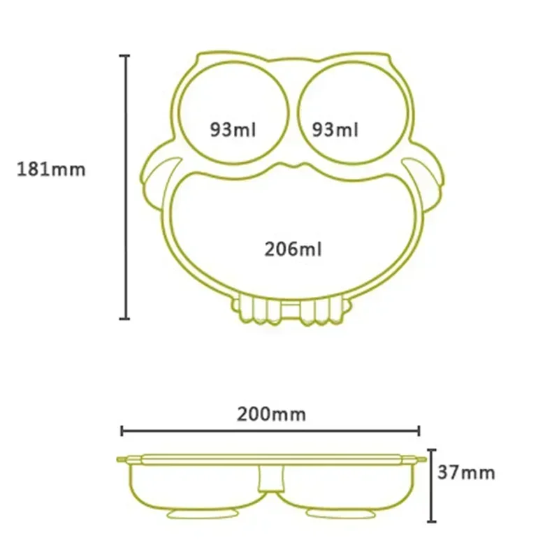Silicone dining plate silicone meal set silicone feeding set silicone feeding bowl baby tableware set divided dinner plate children feeding tray BPA Free Silicone Baby Dining Plate Cute Owl Children Dishes Suction Plates for Toddlers Baby Training Feeding Sucker Bowl