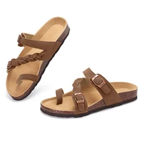 Kidmi nouvelles Mules pour femmes pantoufles antidérapantes sabots en daim pour femmes sandales de maison semelle en liège doux et confortable Mules sabots pantoufles de plage 3