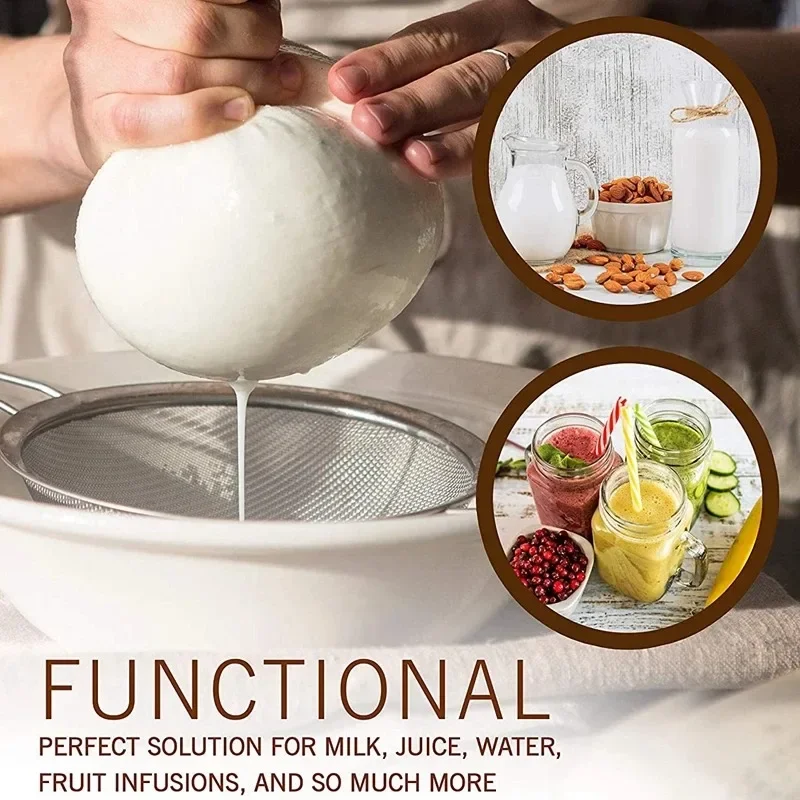Nut Milk Bag Home Kitchen Gadgets Dish Drainer Kitchenware Reusable Unbleached Useful Things for Kitchen Dining Bar Filter Tools