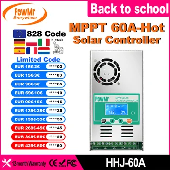 PowMr 60A MPPT Solar Charge Controller Work for 12V 24V 36V 48V Lithium Lead Acid Battery With LCD Display Max PV 160VDC Input