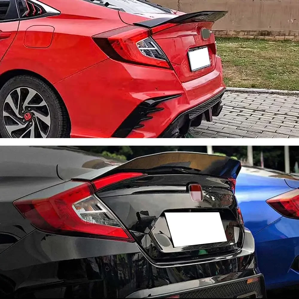 

Автомобильный спойлер Civic R Style, задний спойлер для грузовика, комплект губ для крыла Ducktail, для Honda Civic 10 Gen Sedan 2017-2020, автомобильные аксессуары