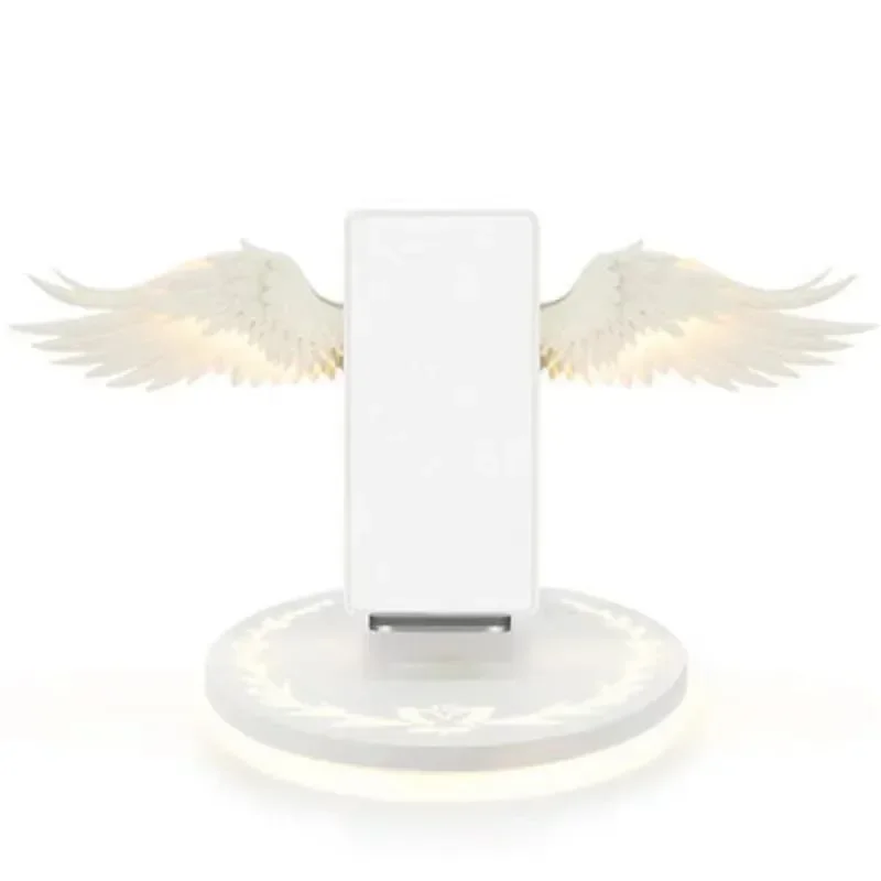 

Wireless Charger Creative Angel Wings QI 10W Phone Fast Charge Movable Wing Shape with Breathing Light and Music Function Gift