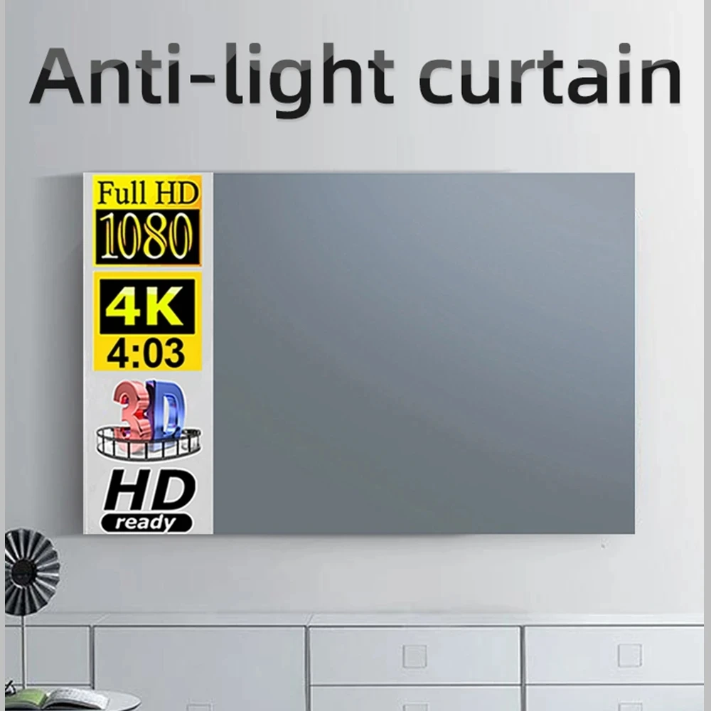 Projector Screen Projection Screen Metal anti light projection screen 30-133 inches 16:9 suitable for low lumen projectors foldable viewing angle 30 &deg; screen