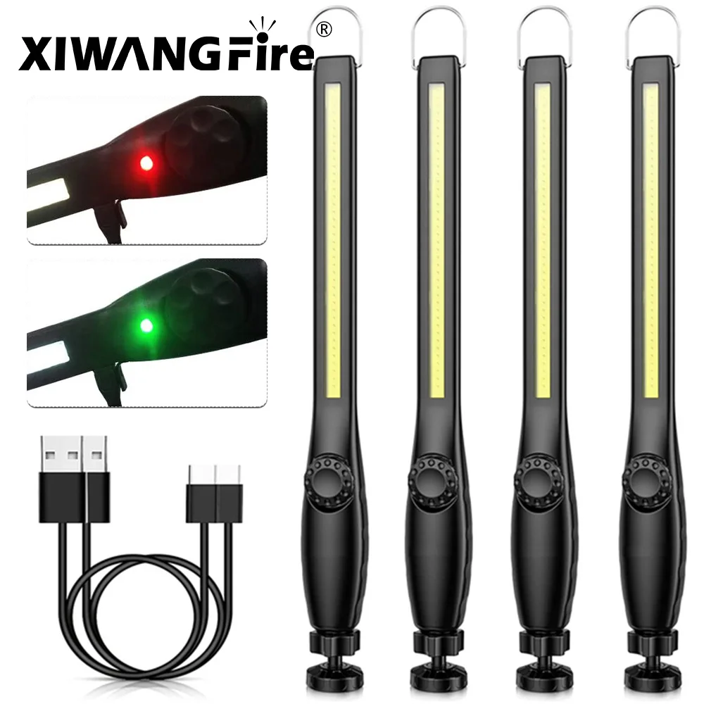 1-10pcs COB LED 손전등 자기 작업 빛 USB 충전식 토치 휴대용 랜턴 검사 빛 캠핑 자동차 수리 램프