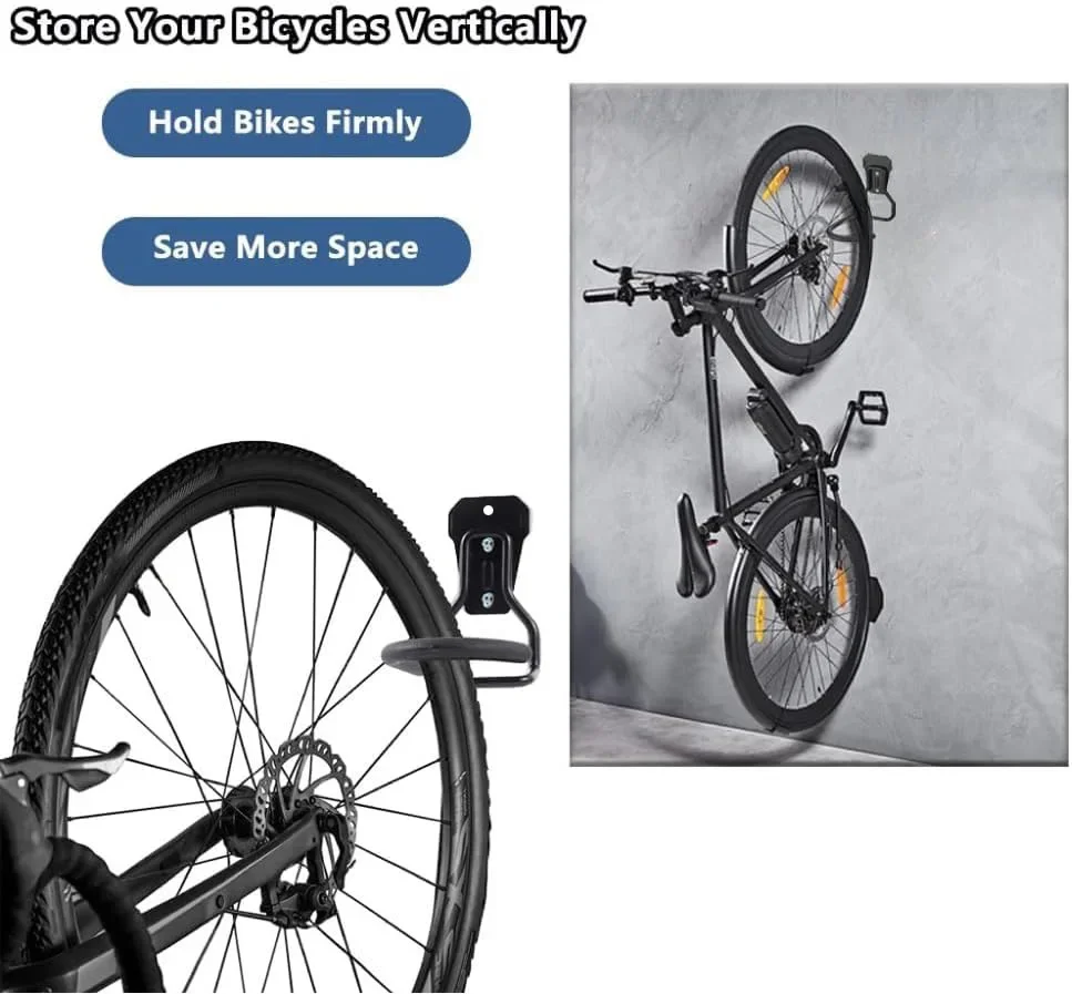 Bike Rack Garage Wall Mount, Wall Mount Bike Rack with Screws, Heavy Duty Steel Vertical Hook for Indoor Storage