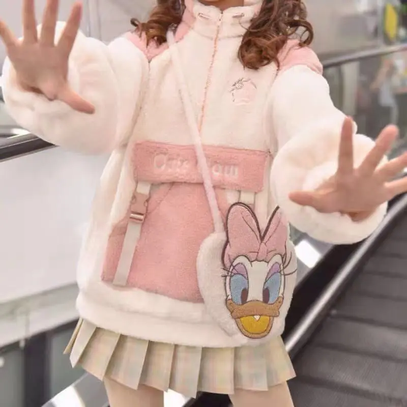 Kawaii Plush Sweatshirts Femme 2022 Autumn Fleece Long Sleeve Top Embroidery Hoodies Pocket Winter Clothes Women