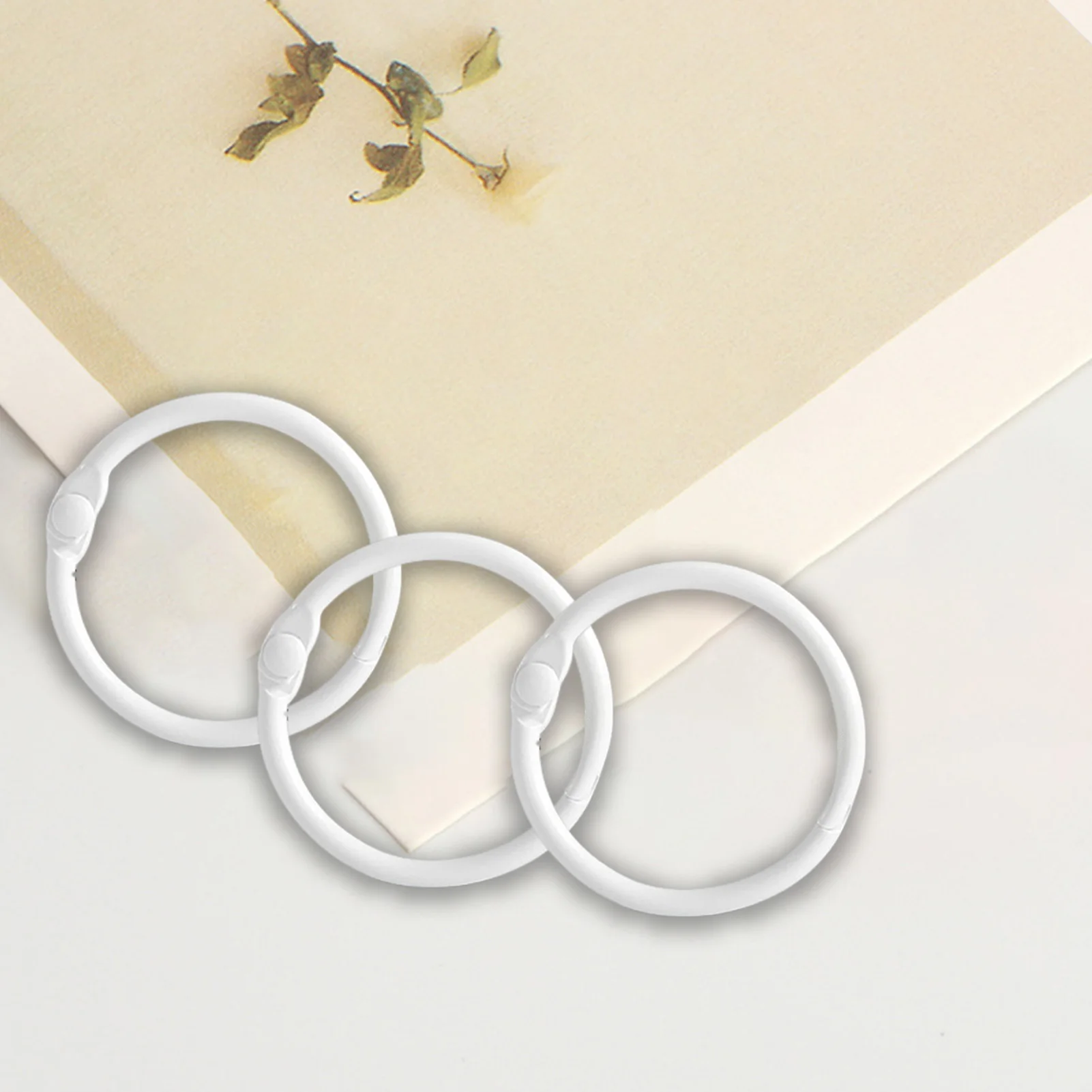 White Metal Card Ring Binder Convenient to Open and Close Keychain Key Rings Suitable for Calendars Math Card Games