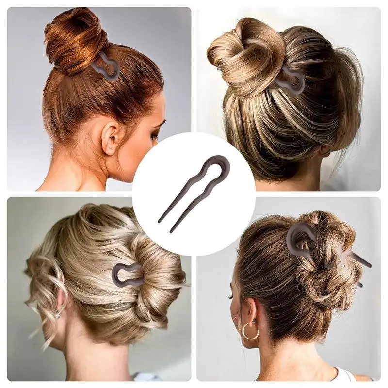 French Hair Pins for Women Hair Fork Bun Clip Sticks Chignon Pin Accessories Bun Pins U-Shaped Elegant