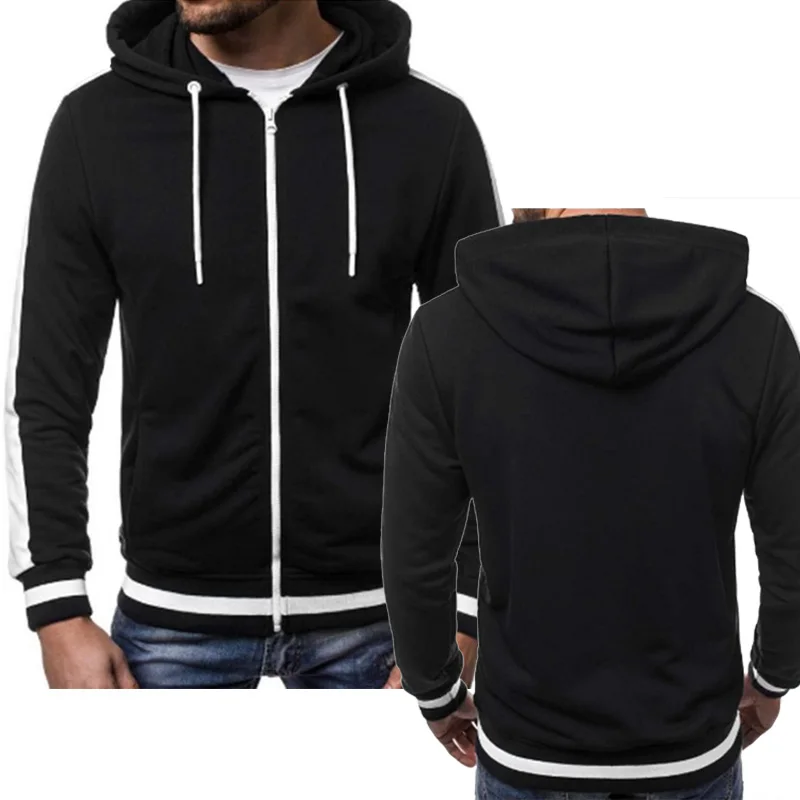 Men Sports Casual Hoodies Wear Zipper Tide Jacquard Fleece Jacket Fall Sweatshirts Spring Autumn Coat Sweatshirt Mens Jacket