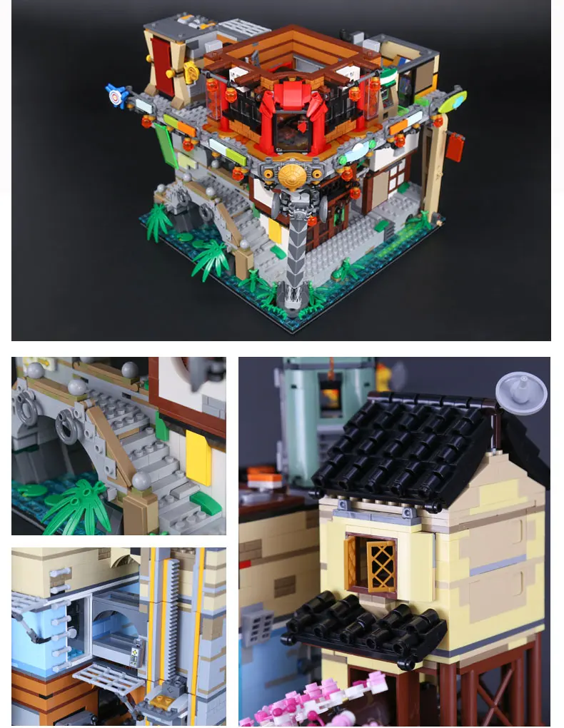 With LED lights For City Gardens Ninja Movie Series Building