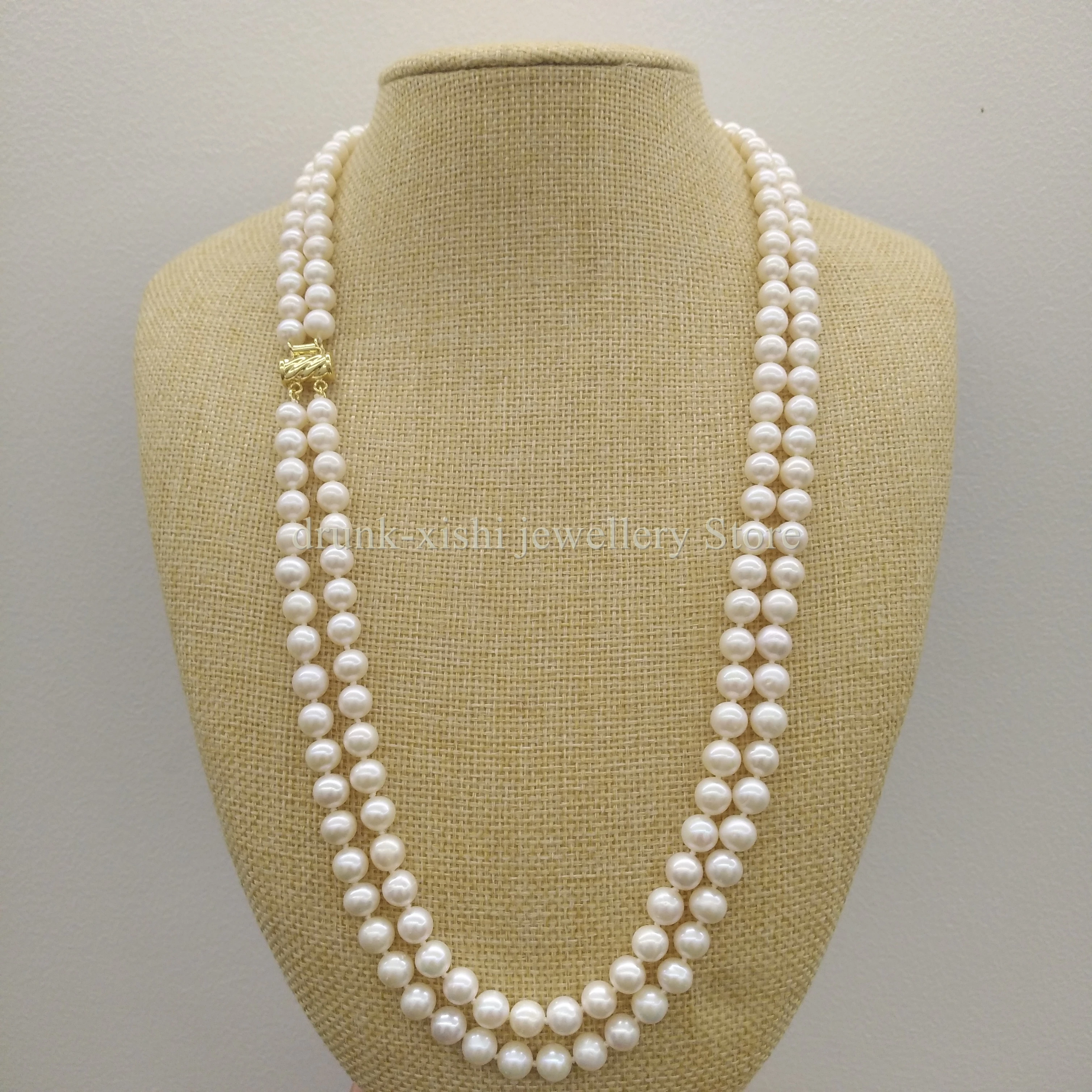 

Beautiful AAAA+ 8-9mm Natural South Sea White Real Nice Near Round Pearl Necklace 35inch Free Shipping