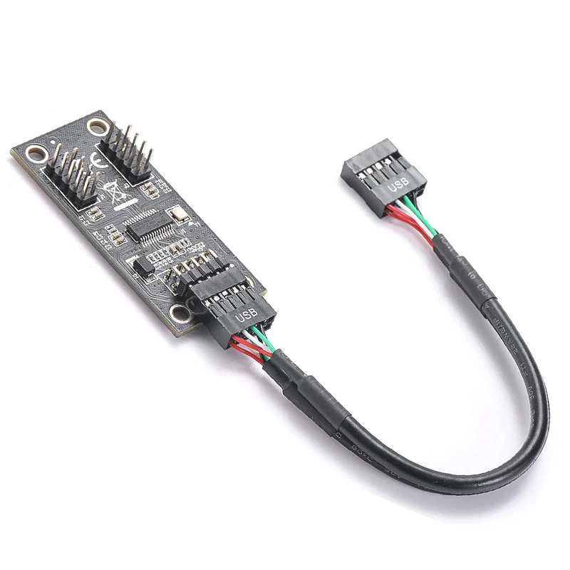 USB2.0 9Pin to Dual 9Pin Hub Adapter - Riser Motherboard USB 9Pin Header Connector with 1 to 2 Extension Cable Description Image.This Product Can Be Found With The Tag Names Motherboard usb 20 header splitter, Motherboard usb cable splitter, Usb motherboard 9pin extension
