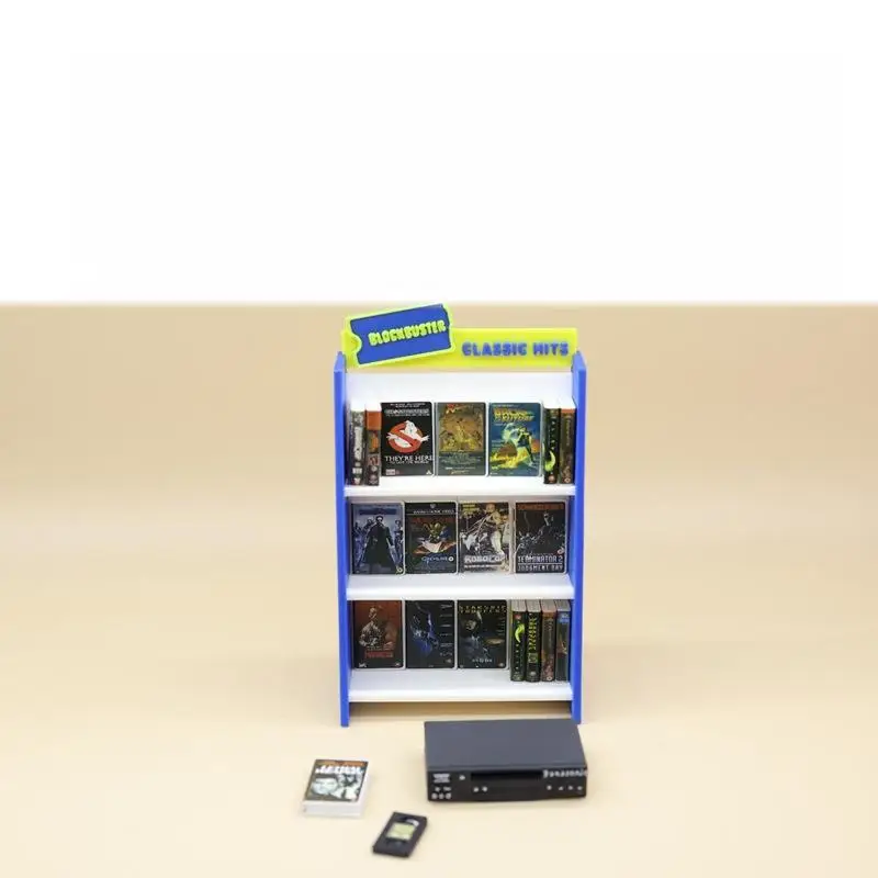 1 Set Miniature 1/12 Dollhouse Retro Recorder Video Tape Shelf Model Living Scene Ornament Doll Toy Accessories