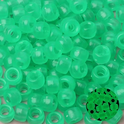 Set of 100 Luminous Acrylic Pony Beads - Large Hole Spacer Beads for DIY Crafts, Jewelry, Bracelets, and Hair Accessories (Green)
