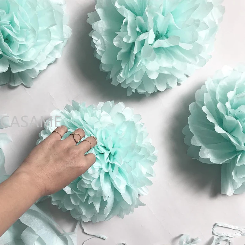 5pcs Wedding Decorative Paper Pompoms Pom Poms Flower Balls Party Home Decor Tissue Birthday Christmas DIY Decoration 25cm Dia.